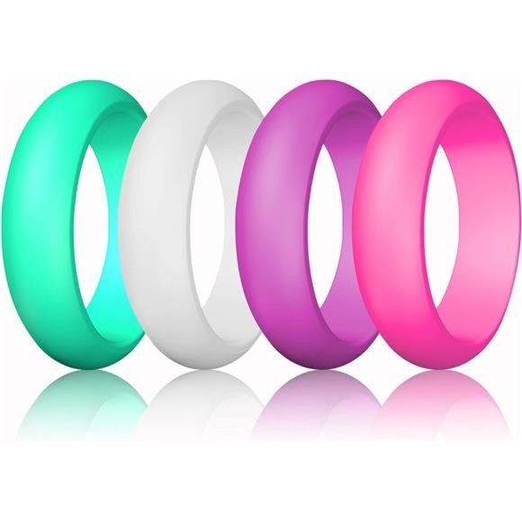 10-Pack Thin Stackable Silicone Wedding Rings for Women - Picture 2 of 7